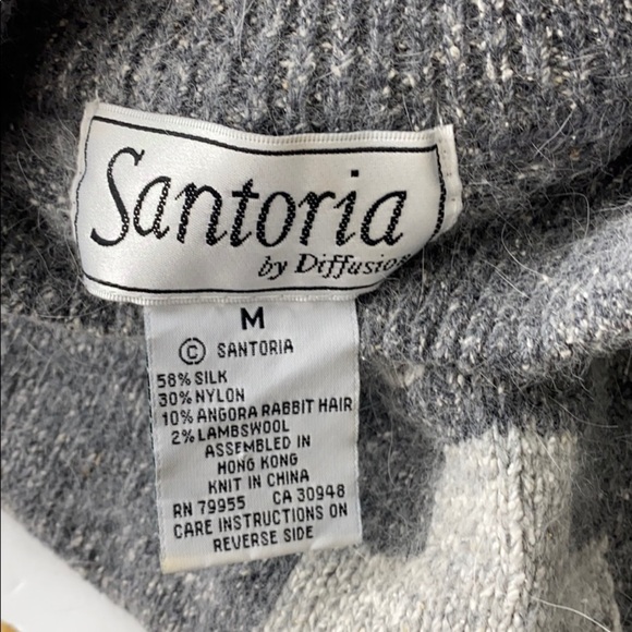 3/$20 Vintage Santoria Silk Angora Hair Beaded Sweater Grandma Medium Lambswool - Picture 10 of 14